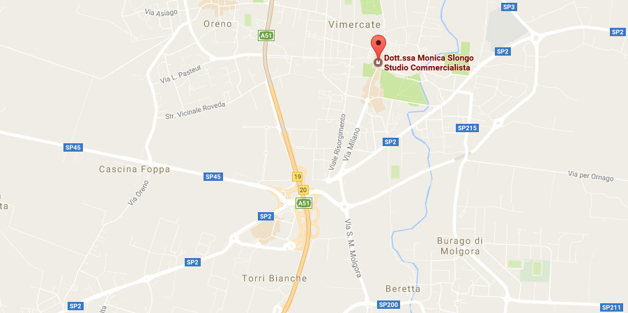 Mappa e percorso Studio Slongo - Commercialista - Vimercate MB